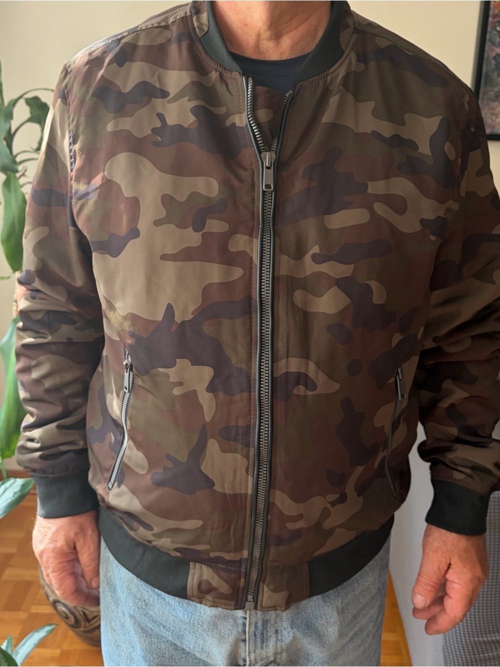 Men's Camouflage Bomber Jacket - Brown Camo